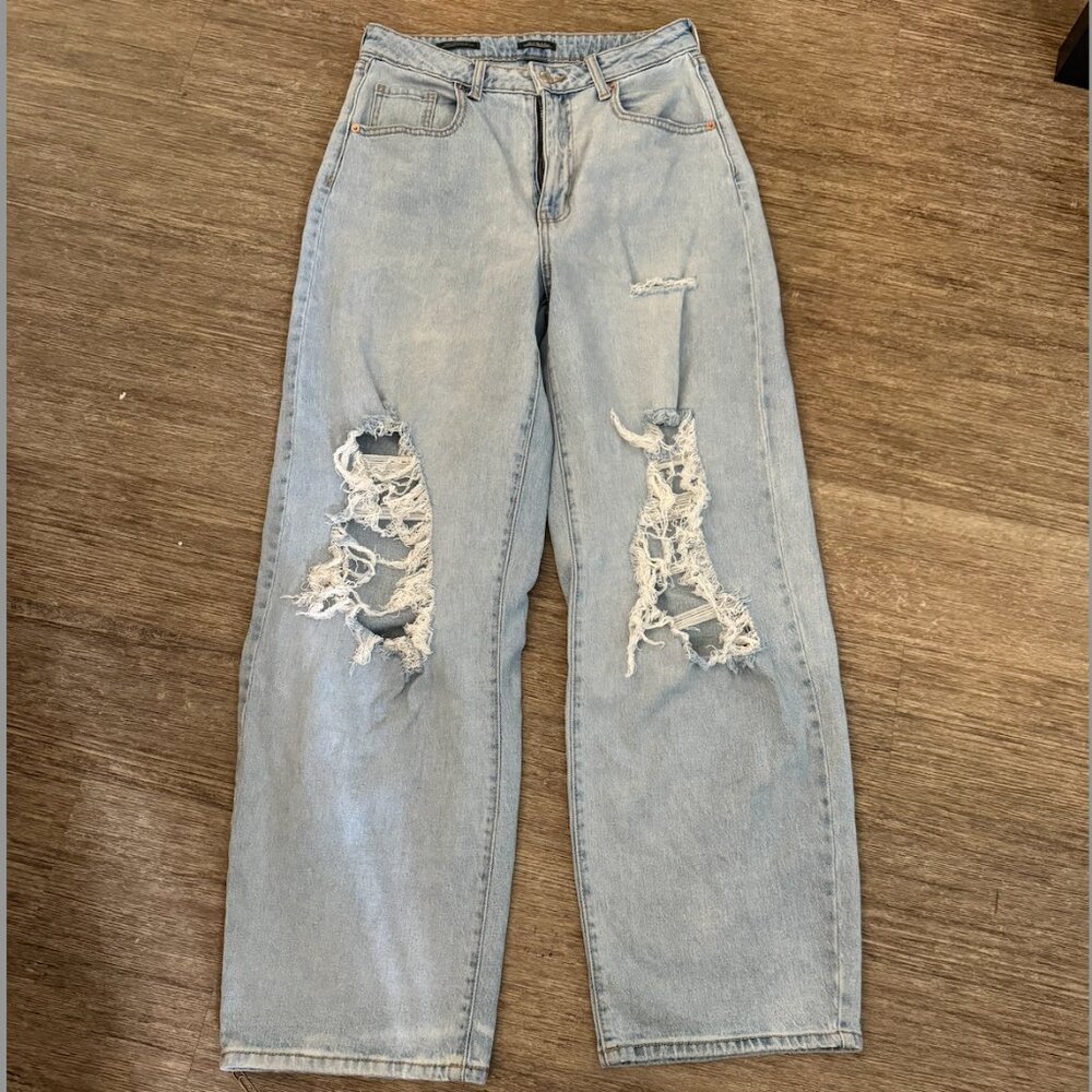 Wild Fable Light Blue Distressed Highest Rise Baggy Jeans Size 29R